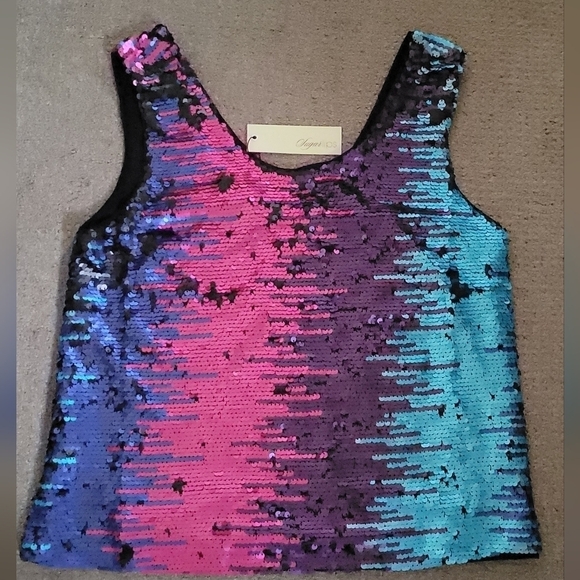 Sugar Lips Multi Color Sequin Lined Mermaid  Tank - Picture 7 of 15